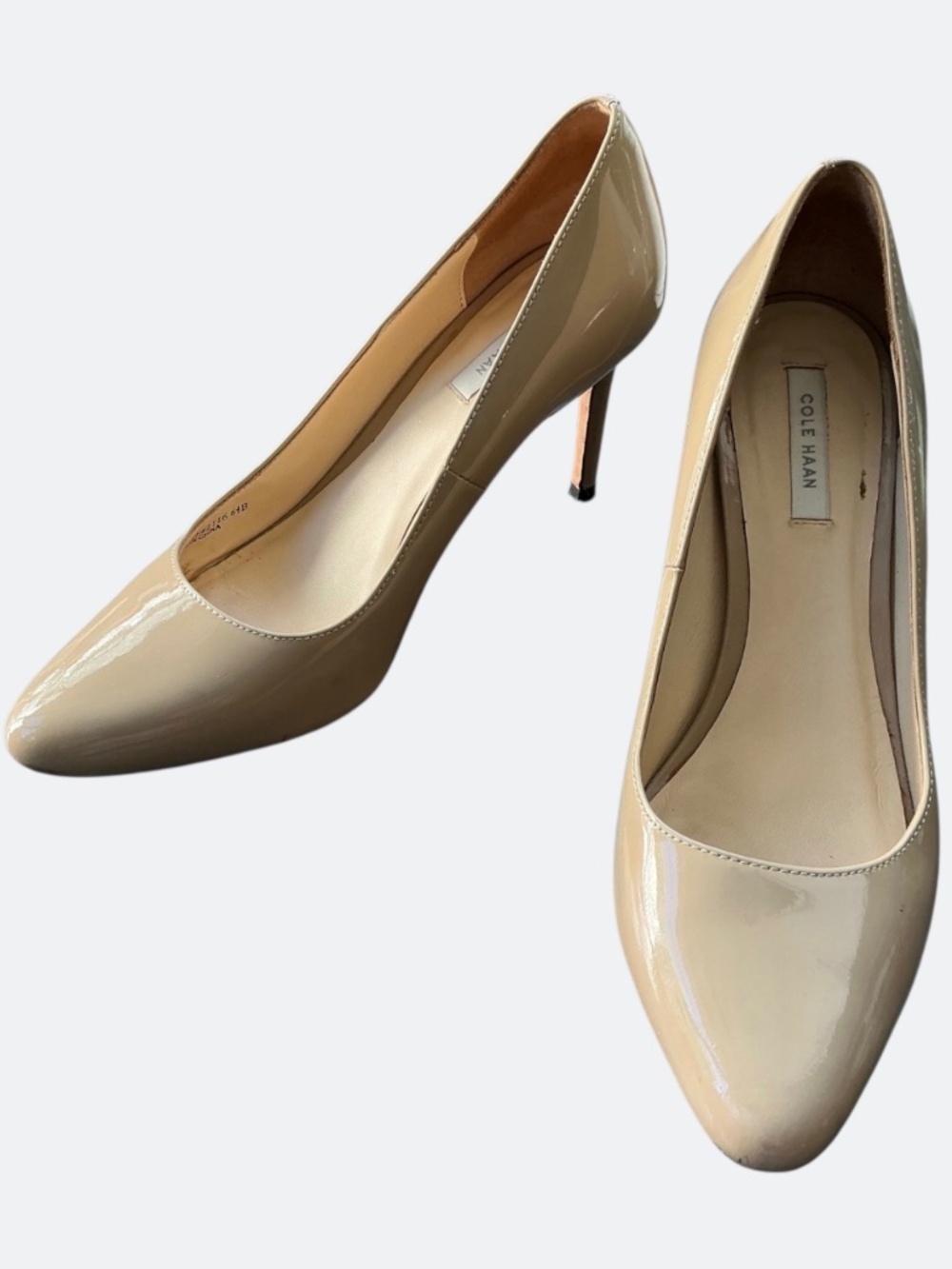 Cole Haan Juliana Patent Leather Pump Heel Nude Maple Sugar SZ 6.5